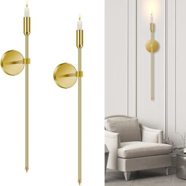 Imagem de Lumpro Arandela De Parede Grande 23 Polegadas, Conjunto 2, Suporte Montagem, Decoração Moderna E Chique Para Sala Estar, Quarto, Corredor Jantar Escada (Latão)