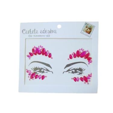 Imagem de Adesivo Para o Rosto Rosa Cristal "Modelo 35" Festas Carnaval - Festas