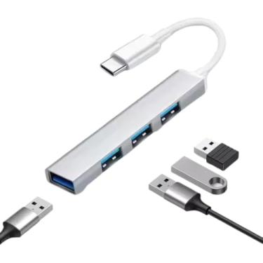Imagem de Hub USB 3.0 4 Portas - 5 Gbps Alta Velocidade - Divisor e Expansor de Porta USB - Para Notebook, PC e MacBook - Modelo 2 em 1 com USB-C