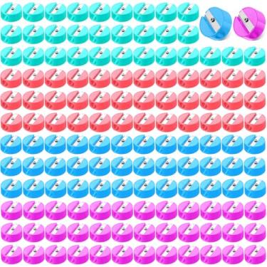 Imagem de Fainne 800 apontadores de lápis a granel para crianças, miniapontador manual de bolso, para giz de cera, redondo, material escolar, prêmios, lembrancinhas de festa (cor brilhante)