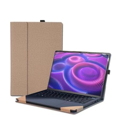 Imagem de LIMIYUE Capa para laptop HP OmniBook X/Ultra /5 Flip 35.6 cm e para ZBook Ultra G1a de 14 polegadas [Do Check Model], bolsa protetora de couro PU com suporte de resfriamento dobrável (ouro)