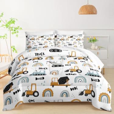 Imagem de QOOMO Conjunto de 7 peças para decoração de quarto infantil, tamanho solteiro com 2 fronhas brancas, 2 fronhas estampadas