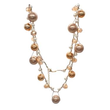 Imagem de Colar de pérola de palha Utop feito à mão com fio de nylon de ouro antigo com contas de cristal de strass