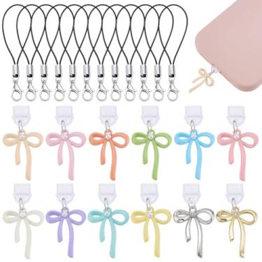 Imagem de FREEBLOSS 12 peças de berloque colorido de plugue de poeira compatível com porta de carregamento tipo C plugues de poeira móveis lindos pingentes de telefone com 12 peças de cordões, presente para