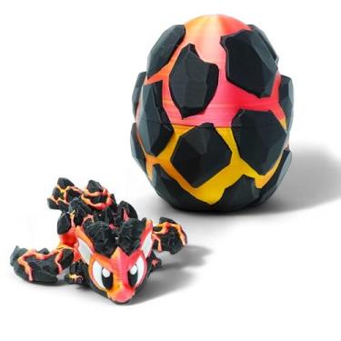 Imagem de Articulated Dragon with Fantasy Egg – 3D Printed Mythical Creature Gift, Posable Jointed Companion, Collectible Detailed Shelf or Desk Decoration - for Adults (Firescale Lava Dragon + Egg)