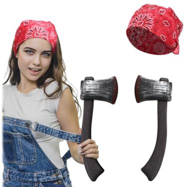 Imagem de Soulchen 2 Pcs Halloween Costume Set Include Bandana, Bloody Axe for Adult Halloween Party