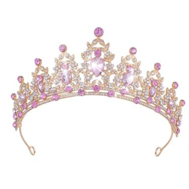Imagem de Kamirola - Coroa de rainha e tiaras de princesa para mulheres e meninas tiaras de cristal para noivas, princesa para casamento e festa (rosa)