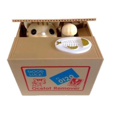 Imagem de Cofre de Gatinho Pega Moedas - Cofrinho Gato Ladrão(OCELOT REMOVER)