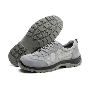 Imagem de Lzyjckh Calçados Masculinos com Biqueira de Aço Calçado Leve de Segurança no Trabalho Tênis Antiderrapantes para Atividades ao Ar Livre,Gray,Foot length 26.5cm