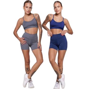 Imagem de KIT 2 Conjunto Top Alça Fina Sem Bojo e Short Suplex Serra e Mar Treino Academia Moda Fitness-Feminino
