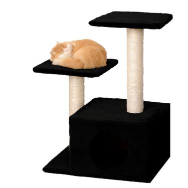 Imagem de Arranhador E Casinha Para Gato Dois Andares Luxo Preto