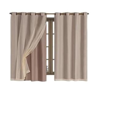 Imagem de Cortina Blackout Blecaute com Voil Liso 1 Parte (1,40m x 1,80m)(Bege)
