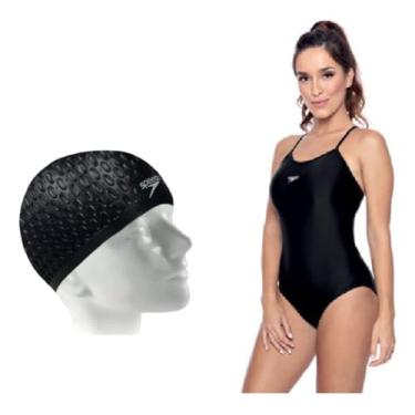 Imagem de Kit Natação Maiô Skinny + Touca Water Drops (BR, Alfa, GG, Regular)