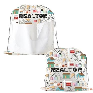 Imagem de JYTAPP Bolsa de cordão para corretor de imóveis, agente imobiliário, fechando presentes, cordão, bolsa organizadora de viagem, Bege, Large, Tendência