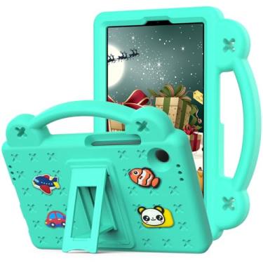 Imagem de YRH Capa infantil para Galaxy Tab A9 22.1 cm 2023, capa de EVA à prova de choque para tablet Samsung A9 de 8,7 polegadas, com alça de suporte, verde menta