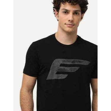 Imagem de Camiseta Ellus Masculina Cotton Fine Maxi Logo Classic Preta-Masculino