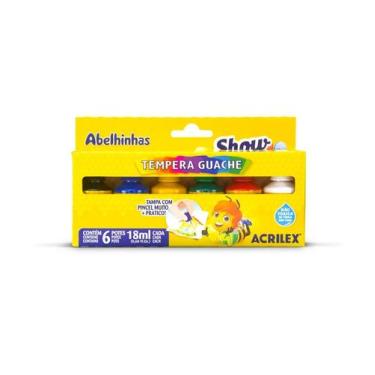 Imagem de Tinta Guache 6 Cores 18ML com Pincel Acrilex