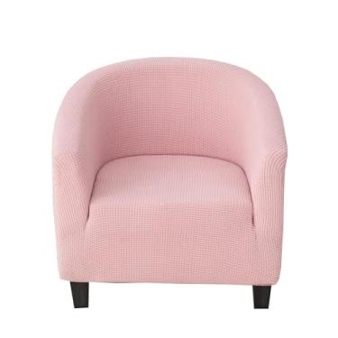 Imagem de CRFATOP Capa macia para cadeira de clube, capa elástica para cadeira de barril, jacquard, capas redondas para sofá, poltrona, elastano, protetor de móveis removível para sala de estar, rosa