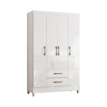 Imagem de Guarda-roupa Solteiro Infantil 4 Portas 2 Gavetas Paraty Branco Moval