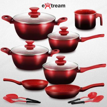 Imagem de Jogo de Panelas Revestimento Ceramica Indução 11 peças Extream Rio Red Vulkano