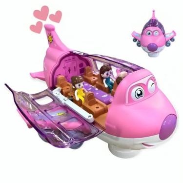 Imagem de Avião Musical Infantil Luz Gira Alegre Interativo Colorido - Alzza