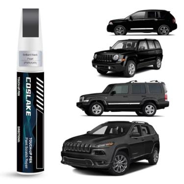 Imagem de COSLAKE Tinta de retoque de carro (pérola preta brilhante (PXR/AXR)) para Jeep, kit de reparo de arranhões de pintura de carro, solução rápida e fácil de reparar, caneta removedor de arranhões 2 em 1