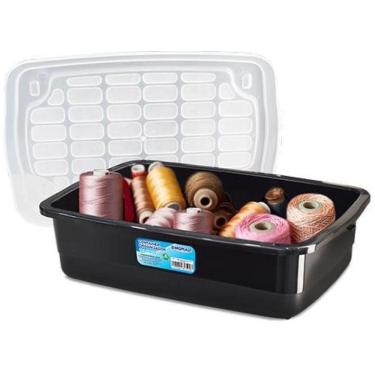 Imagem de Organizador Container Preto 10 Litros Com Tampa 42X28X12Cm