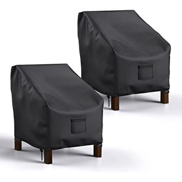 Imagem de Capas de cadeira de pátio à prova d'água, capa de assento profundo Mrrihand Lounge, capas de móveis de pátio de gramado para uso externo (91,4 cm L x 86,3 cm P x 81,2 cm A - Pacote com 2)