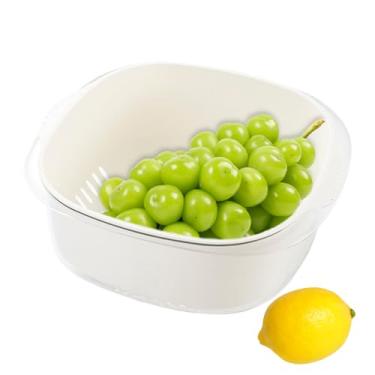 Imagem de Cesta de peneira e peneira de alimentos | Tigela coadora de alimentos para frutas,Filtro de limpeza de vegetais, tigela de filtro de alimentos com cesta de filtro de água, filtro de filtragem Hersil