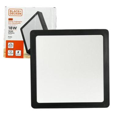 Imagem de Kit 10 Plafon Quadrado Sobrepor 18w Preto Branco Frio 6500k - Black+De