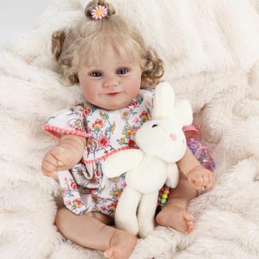 Imagem de Brastoy Bebê Reborn Boneca Silicone Realista Menina Pintada Original 48cm (Cabelo Loiro)