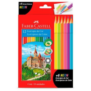 Imagem de Ecolápis de Cor Sextavado 12 Cores + 6 Cores Neon - Faber-Castell