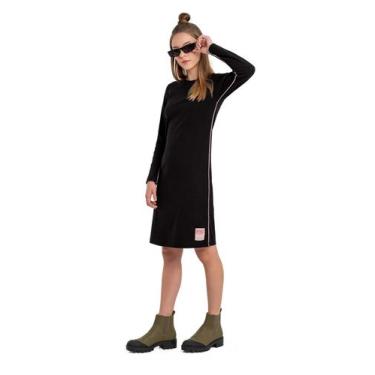 Imagem de Vestido Midi Juvenil em Ribana Canelada Gloss, Preto, 12