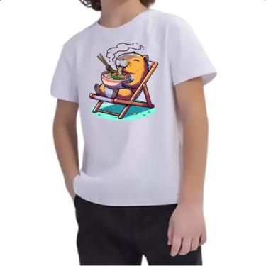 Imagem de Camiseta Infantil Capivara ferias comendo lamen - Alearts, 12