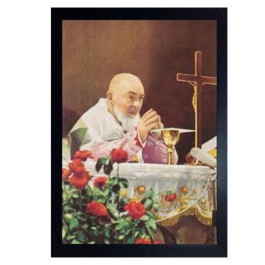 Imagem de Quadro Padre Pio de Pietrelcina 30x21cm com Moldura e Vidro - Moldura 