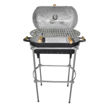 Imagem de Churrasqueira Alumínio Fundido a Bafo Preta Pé e Suporte