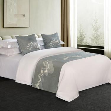 Imagem de Cama Runner Cachecol Moderno Luxo Camas e Cachecóis Confortável Sem Desbotamento Protetor de Cama Queen King Pé de Cama Toalha de Extremidade Quarto Hotel Decoração Cinza||50x260cm (Cama de 2 m)