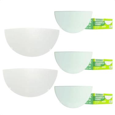 Imagem de Kit 5 Arandelas Taschibra Jurerê Vidro Meia Lua E27 Bivolt