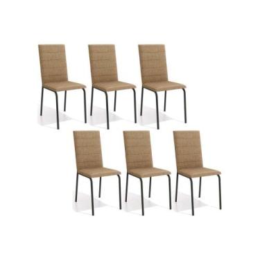 Imagem de Kit 6 Cadeiras de Cozinha Amsterdã C091PRF Aço 6 Un Preto Fosco/Capucc