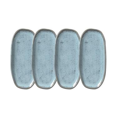 Imagem de Conjunto de Travessas Oval Rasa Mini Porto Brasil Orgânico Breeze 16,5x8cm - 4 Peças	