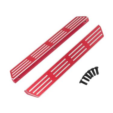 Imagem de MERIGLARE Pedais laterais de metal para carro RC, peça de reposição para atualização de pedal, placa lateral RC para caminhões de esteira para H12Y H12Y+ 1/12, Vermelho