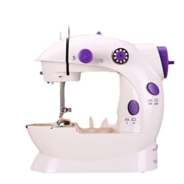 Imagem de Máquina de Costura Portátil, 2 Velocidades, Branco e Roxo, com Pedal