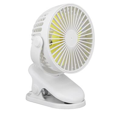 Imagem de Generic Fan Pequeno para Desktop, Bateria de Alta Capacidade de Carregamento USB Ventilador Portátil Baixo Decibel 3 Velocidades Ajustáveis ​​para o Escritório (Branco)