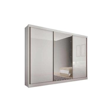 Imagem de Guarda Roupa 3 Portas De Correr E (1 C/ Espelho) 8 Gavetas Toulon/sonetto Plus Neve - N...