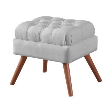 Imagem de Puff Retangular Gales em Tecido Linho para Apoio de Pés (Cinza)