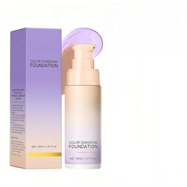 Imagem de MAEPEOR Base que muda de cor, 4 cores, leve, não oleosa, hidratante corretor de cor, creme CC com centella, base corretora de pele para tom de pele opaca (02 roxo)