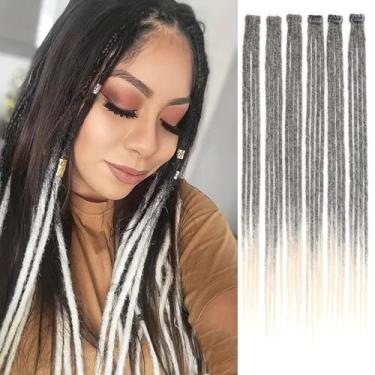 Imagem de Extensões de cabelo Dreadlocks Clip in Dreadlocks 61 cm 6 clipes (24 fios) extensões sintéticas feitas à mão para mulheres (T1B/613#)