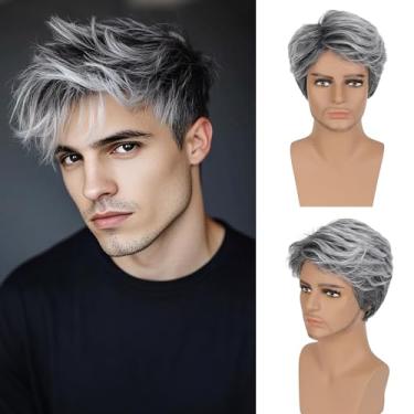 Imagem de SOVAEER Peruca masculina curta sintética para fantasia diária de Halloween (Cor: 3571#)