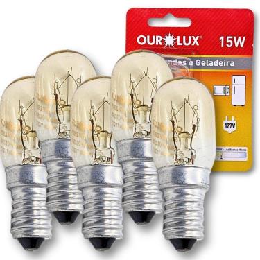 Imagem de Kit 5 Lâmpada Incandescente Micro-Ondas Geladeira Fogão 127V