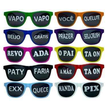 Imagem de Kit 10 Óculos Escuro Frases Divertida Festa Balada Casamento